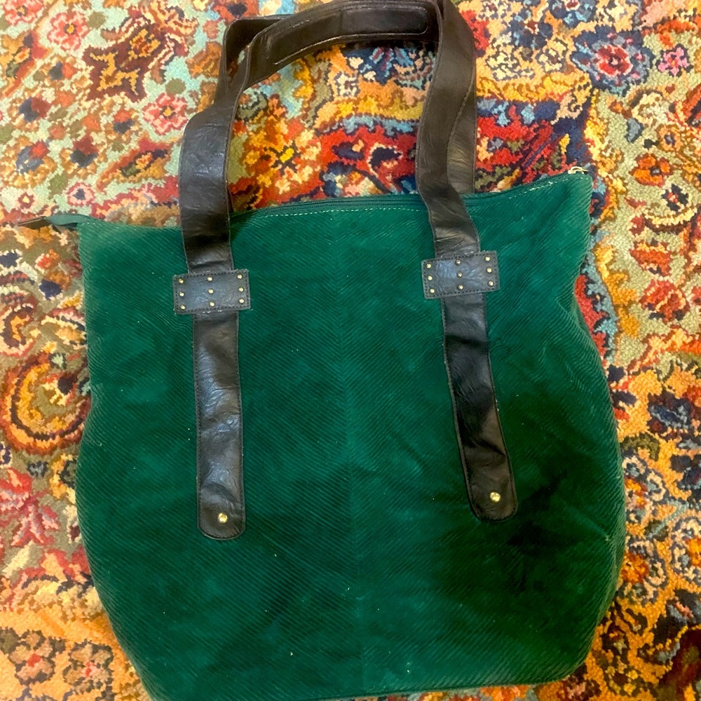 Green corduroy bag